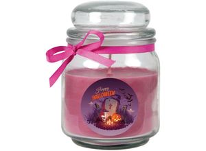 4059222024475 - Hs Candle - Halloween Duftkerze im Bonbonglas - viele Motive zur Auswahl Ideale Herbstdeko - Lila