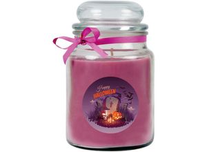 4059222024482 - Hs Candle - Halloween Duftkerze im Bonbonglas - viele Motive zur Auswahl Ideale Herbstdeko - Lila