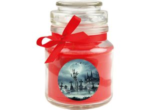 4059222024499 - Hs Candle - Halloween Duftkerze im Bonbonglas - viele Motive zur Auswahl Ideale Herbstdeko - Rot