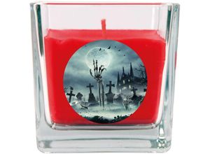 4059222024505 - Hs Candle - Halloween Duftkerze im Glas - viele Motive zur Auswahl Ideale Herbstdeko - Rot