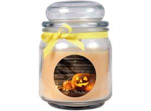 4059222024550 - Hs Candle - Halloween Duftkerze im Bonbonglas - viele Motive zur Auswahl Ideale Herbstdeko - Beige