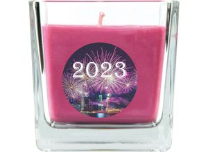 4059222027858 - Hs Candle - Duftkerze im Glas - Neujahr Lila - Viereck 190gr ( 50h ) - Lila