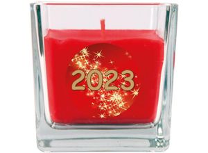 4059222027896 - Hs Candle - Duftkerze im Glas - Neujahr Rot - Viereck 190gr ( 50h ) - Rot