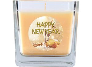 4059222027933 - Hs Candle - Duftkerze im Glas - Neujahr Creme - Viereck 190gr ( 50h ) - Creme