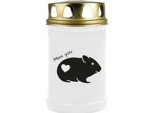 4059222028107 - Hs Candle - Gedenkkerze für Haustiere mit Motiv Tier - Grabkerze ( Brenndauer ca 48h ) Motiv Hamster in vielen Varianten - Weiß