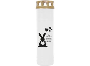 4059222028336 - Hs Candle - Gedenkkerze für Haustiere mit Motiv Tier - Grabkerze ( Brenndauer ca 170h ) Motiv Hase in vielen Varianten - Weiß