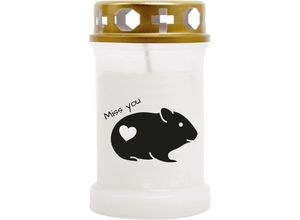 4059222028404 - Hs Candle - Gedenkkerze für Haustiere mit Motiv ( 8er Pack ) Tier - Grabkerze ( Brenndauer ca 40h ) Motiv Hamster in vielen Varianten - Weiß