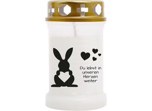 4059222028435 - Hs Candle - Gedenkkerze für Haustiere mit Motiv ( 8er Pack ) Tier - Grabkerze ( Brenndauer ca 40h ) Motiv Hase in vielen Varianten - Weiß