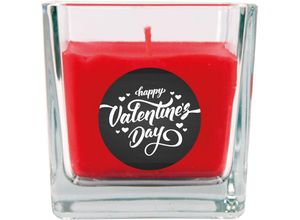 4059222028985 - Hs Candle - Duftkerze im Glas Duftkerze zum Valentinstag im Viereckglas - Ideales Valentinstagsgeschenk für Sie und Ihn vers Motive zur Auswahl