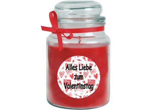 4059222029029 - Duftkerze zum Valentinstag im Bonbonglas ( mit Deckel ) - Ideales Valentinstagsgeschenk für Sie und Ihn vers Motive zur Auswahl - Rot