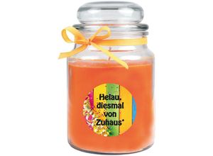 4059222029289 - Hs Candle - Duftkerze Karneval im Bonbonglas (mit Deckel) Ideal zur Karnevalszeit viele Motive zur Auswahl - Orange