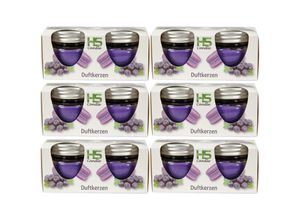 4059222030223 - Duftkerze im Glas Macaron mit Deckel 12er Pack mit je ca 7 Std Brenndauer Höhe 5cm Ø6cm - Blueberry