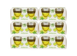 4059222030247 - Hs Candle - Duftkerze im Glas Macaron mit Deckel 12er Pack mit je ca 7 Std Brenndauer Höhe 5cm Ø6cm - Mint & Limes