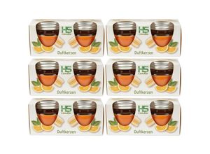 4059222030254 - Hs Candle - Duftkerze im Glas Macaron mit Deckel 12er Pack mit je ca 7 Std Brenndauer Höhe 5cm Ø6cm - Orange