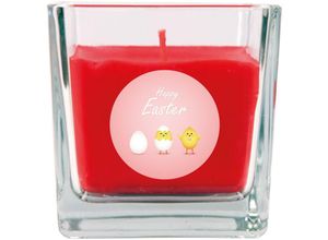 4059222031992 - Hs Candle - Duftkerze im Glas - Ostern Rot - Viereck 190gr ( 50h ) - Rot