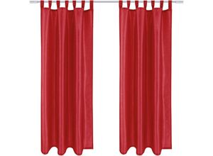 4059222032883 - Arsvita - Blickdichte Gardine Alessia 2er Pack in Rot mit Schlaufen Gr 140x145cm ( BxL ) in vielen Größen und Farben - Rot