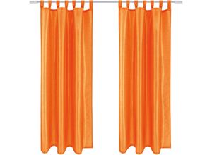 4059222032944 - Arsvita - Blickdichte Gardine Alessia 2er Pack in Orange mit Schlaufen Gr 140x145cm ( BxL ) in vielen Größen und Farben - Orange