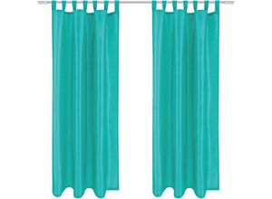 4059222032968 - Arsvita - Blickdichte Gardine Alessia 2er Pack in Türkis mit Schlaufen Gr 140x145cm ( BxL ) in vielen Größen und Farben - Türkis