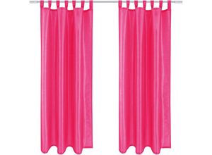 4059222032975 - Arsvita - Blickdichte Gardine Alessia 2er Pack in Pink mit Schlaufen Gr 140x145cm ( BxL ) in vielen Größen und Farben - Pink