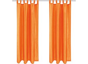 4059222033088 - Arsvita - Blickdichte Gardine Alessia 2er Pack in Orange mit Schlaufen Gr 140x175cm ( BxL ) in vielen Größen und Farben - Orange