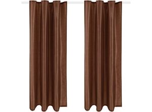 4059222033347 - Blickdichter Dekoschal ( 140x145cm   Braun ) mit Universalband   Kräuselband im 2er Pack 140 x 145 cm Fertiggardine Alessia in vielen Größen und