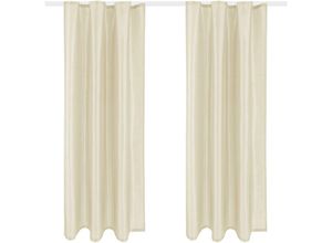 4059222033354 - Blickdichter Dekoschal ( 140x145cm   Beige ) mit Universalband   Kräuselband im 2er Pack 140 x 145 cm Fertiggardine Alessia in vielen Größen und