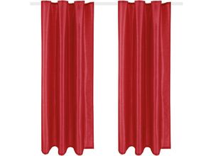 4059222033361 - Arsvita - Blickdichter Dekoschal ( 140x145cm   Rot ) mit Universalband   Kräuselband im 2er Pack Fertiggardine Alessia in vielen Größen und Farben