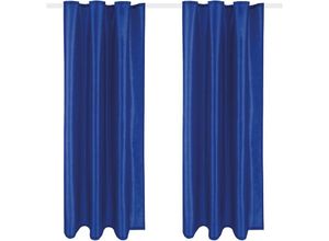 4059222033408 - Arsvita - Blickdichter Dekoschal ( 140x145cm   Blau ) mit Universalband   Kräuselband im 2er Pack Fertiggardine Alessia in vielen Größen und Farben