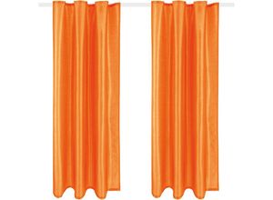 4059222033422 - Blickdichter Dekoschal ( 140x145cm   Orange ) mit Universalband   Kräuselband im 2er Pack Fertiggardine Alessia in vielen Größen und Farben - Orange