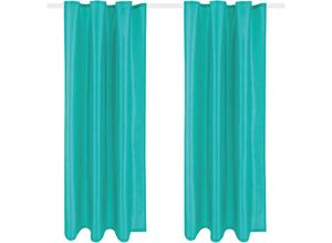 4059222033767 - Blickdichter Dekoschal ( 140x145cm   Türkis ) mit Universalband   Kräuselband im 2er Pack Fertiggardine Alessia in vielen Größen und Farben - Türkis