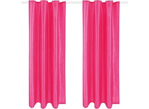 4059222033774 - Arsvita - Blickdichter Dekoschal ( 140x145cm   Pink ) mit Universalband   Kräuselband im 2er Pack Fertiggardine Alessia in vielen Größen und Farben