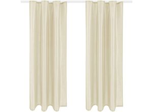 4059222033811 - Arsvita - Blickdichter Dekoschal ( 140x175cm   Beige ) mit Universalband   Kräuselband im 2er Pack Fertiggardine Alessia in vielen Größen und Farben