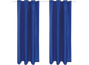 4059222033866 - Arsvita - Blickdichter Dekoschal ( 140x175cm   Blau ) mit Universalband   Kräuselband im 2er Pack Fertiggardine Alessia in vielen Größen und Farben