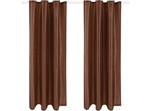 4059222033941 - Arsvita - Blickdichter Dekoschal ( 140x245cm   Braun ) mit Universalband   Kräuselband im 2er Pack Fertiggardine Alessia in vielen Größen und Farben