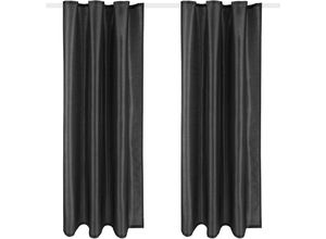 4059222033972 - Arsvita - Blickdichter Dekoschal ( 140x245cm   Schwarz ) mit Universalband   Kräuselband im 2er Pack Fertiggardine Alessia in vielen Größen und