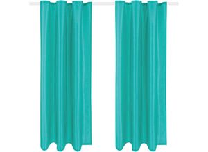 4059222034047 - Blickdichter Dekoschal( 140x245cm   Türkis ) mit Universalband   Kräuselband im 2er Pack Fertiggardine Alessia in vielen Größen und Farben - Türkis