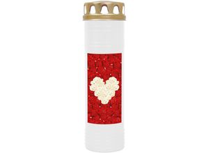 4059222037055 - Hs Candle - Grabkerze Grablicht mit Motiv ( Rose Herz ) - ca 170h   7 Tage Brenndauer je Kerze ( 26cm ø 7cm ) - viele verschiedene Deisgns - Rose