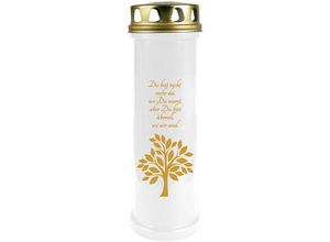 4059222037185 - Hs Candle - Grabkerze Grablicht mit Motiv ( Baum Gold ) - ca 100h   4 Tage Brenndauer je Kerze ( 25cm ø 7cm ) - viele versch Deisgns - Baum ( Gold )