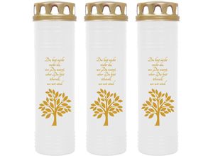 4059222037383 - Hs Candle - Grabkerze Grablicht - 3er Pack - ( Baum Gold ) - ca 100h   4 Tage Brenndauer je Kerze ( 25cm ø 7cm ) - viele versch Deisgns - Baum (