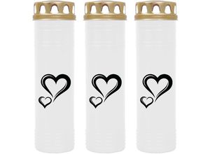 4059222037406 - Hs Candle - Grabkerze Grablicht - 3er Pack - ( Herz Groß ) - ca 100h   4 Tage Brenndauer je Kerze ( 25cm ø 7cm ) - viele versch Deisgns - Herz Groß