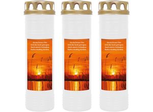 4059222037482 - Grabkerze Grablicht - 3er Pack - ( Sonnenuntergang ) - ca 100h   4 Tage Brenndauer je Kerze ( 25cm ø 7cm ) - viele versch Deisgns - Sonnenuntergang