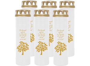 4059222037581 - Hs Candle - Grabkerze Grablicht - 6er Pack - ( Baum Gold ) - ca 100h   4 Tage Brenndauer je Kerze ( 25cm ø 7cm ) - viele versch Deisgns - Baum (