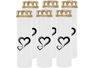 4059222037604 - Hs Candle - Grabkerze Grablicht - 6er Pack - ( Herz Groß ) - ca 100h   4 Tage Brenndauer je Kerze ( 25cm ø 7cm ) - viele versch Deisgns - Herz Groß