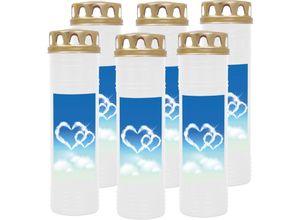 4059222037635 - Hs Candle - Grabkerze Grablicht - 6er Pack - ( Herz Wolke ) - ca 100h   4 Tage Brenndauer je Kerze ( 25cm ø 7cm ) - viele versch Deisgns - Herz