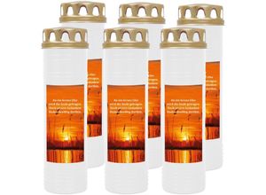 4059222037680 - Grabkerze Grablicht - 6er Pack - ( Sonnenuntergang ) - ca 100h   4 Tage Brenndauer je Kerze ( 25cm ø 7cm ) - viele versch Deisgns - Sonnenuntergang