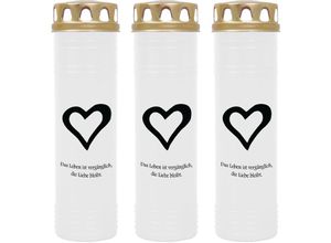 4059222037789 - Hs Candle - Grabkerze Grablicht - 3er Pack - mit Motiv ( Herz ) - ca 170h   7 Tage Brenndauer je Kerze ( 26cm ø 7cm ) - viele versch Deisgns - Herz