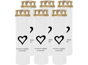 4059222037987 - Hs Candle - Grabkerze Grablicht - 6er Pack - mit Motiv ( Herz ) - ca 170h   7 Tage Brenndauer je Kerze ( 26cm ø 7cm ) - viele versch Deisgns - Herz