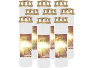 4059222038137 - Hs Candle - Grabkerze Grablicht - 9er Pack - mit Motiv ( Himmelstreppe ) - ca 170h   7 Tage Brenndauer je Kerze ( 26cm ø 7cm ) - viele versch