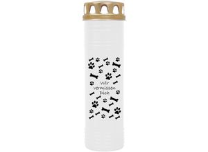 4059222040024 - Hs Candle - Grabkerze Grablicht - mit Motiv ( Hund Knochen ) - ca 100h   4 Tage Brenndauer je Kerze ( 25cm ø 7cm ) - viele versch Deisgns - Hund