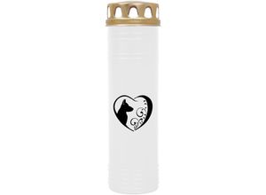 4059222040031 - Hs Candle - Grabkerze Grablicht - mit Motiv ( Hund Herz ) - ca 100h   4 Tage Brenndauer je Kerze ( 25cm ø 7cm ) - viele versch Deisgns - Hund Herz